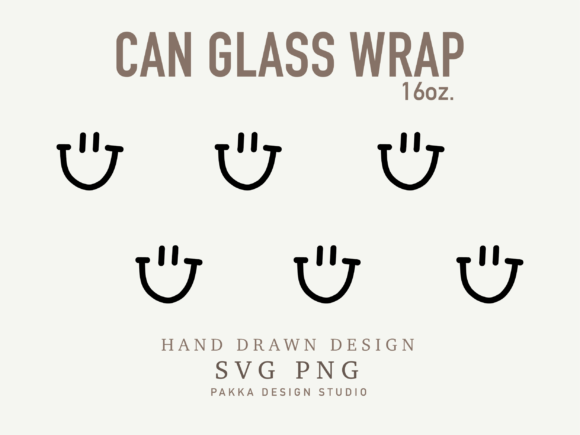 Can Glass Svg Retro Smiley Face Wrap for Crafts & Graphics