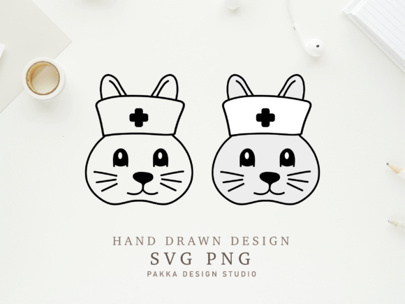 Cute Animal Bunny Face Nurse Svg Png for Graphics and Crafts