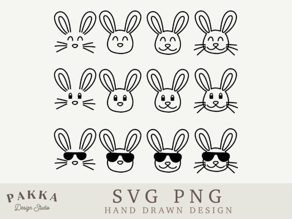 Outline Bunny Svg Rabbit Face Png Easter Graphics for Crafts