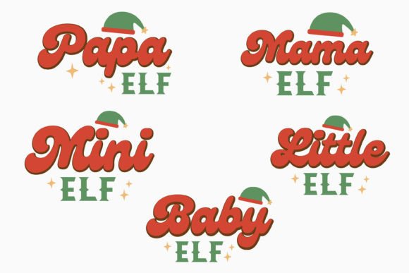 Retro Family Elf Christmas SVG Design